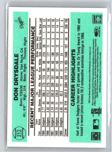 2002 Donruss Originals #212 Don Drysdale Aqueous V28