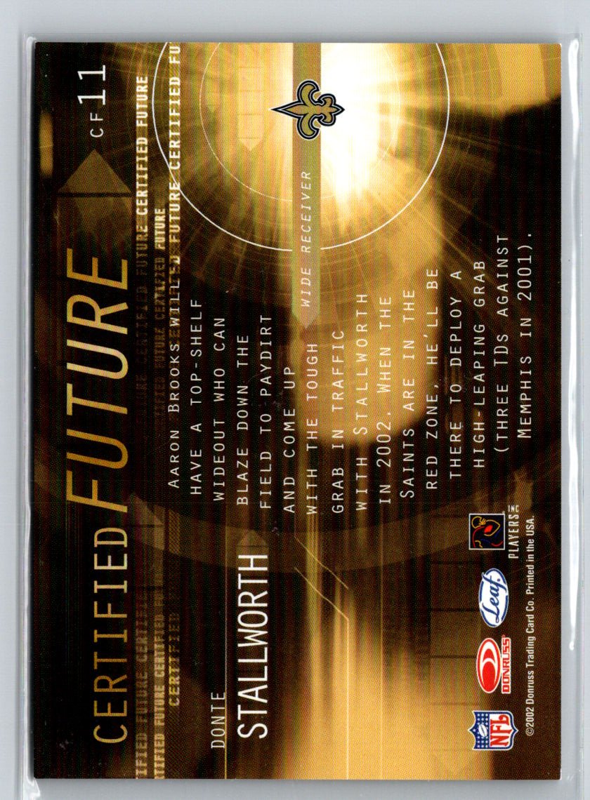 2002 Leaf Certified #CF11 Donte Stallworth Future V28