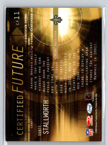 2002 Leaf Certified #CF11 Donte Stallworth Future V28