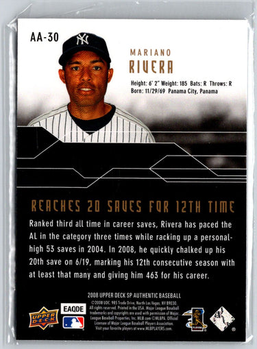 2008 SP Authentic #AA-30 Mariano Rivera Authentic Achievements V29