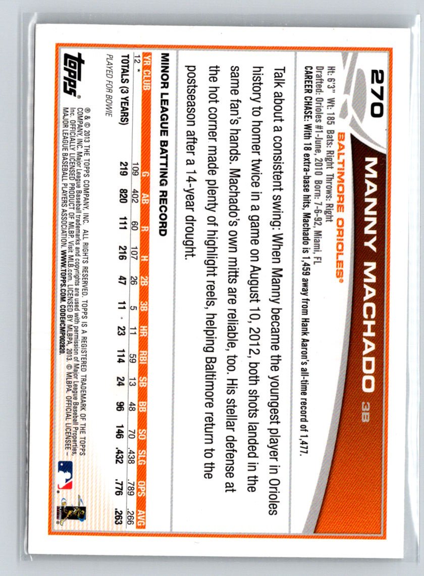 2013 Topps #270 Manny Machado V29