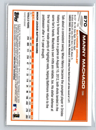 2013 Topps #270 Manny Machado V29