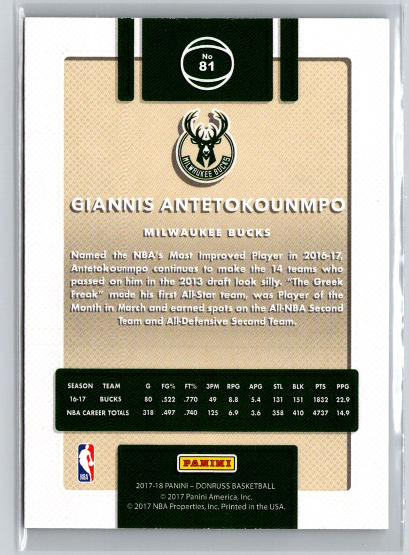 2017-18 Donruss #81 Giannis Antetokounmpo V29