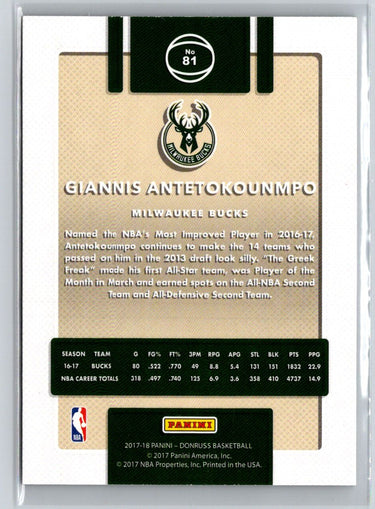 2017-18 Donruss #81 Giannis Antetokounmpo V29