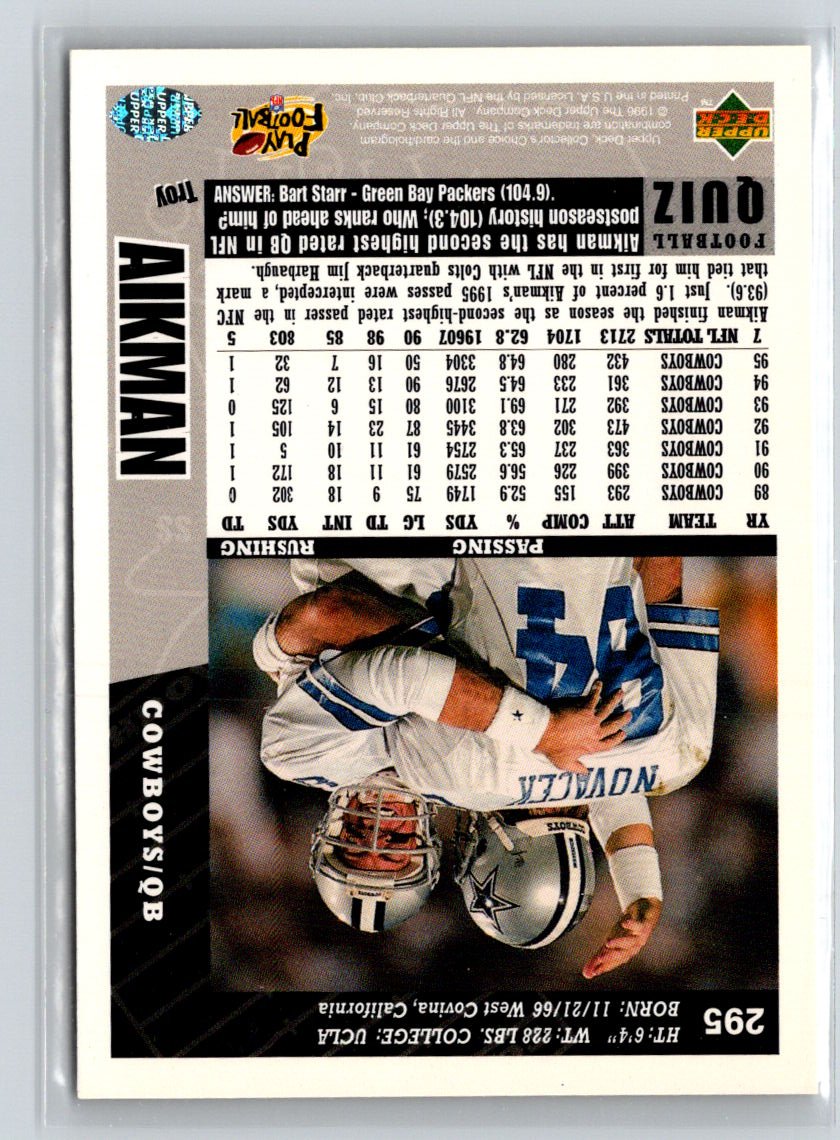 1996 Collector's Choice #295 Troy Aikman V30