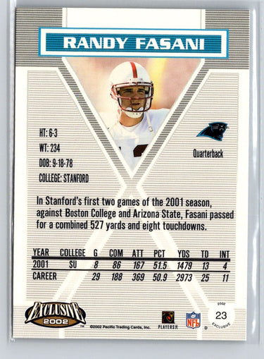 2002 Pacific Exclusive #23 Randy Fasani Gold V31