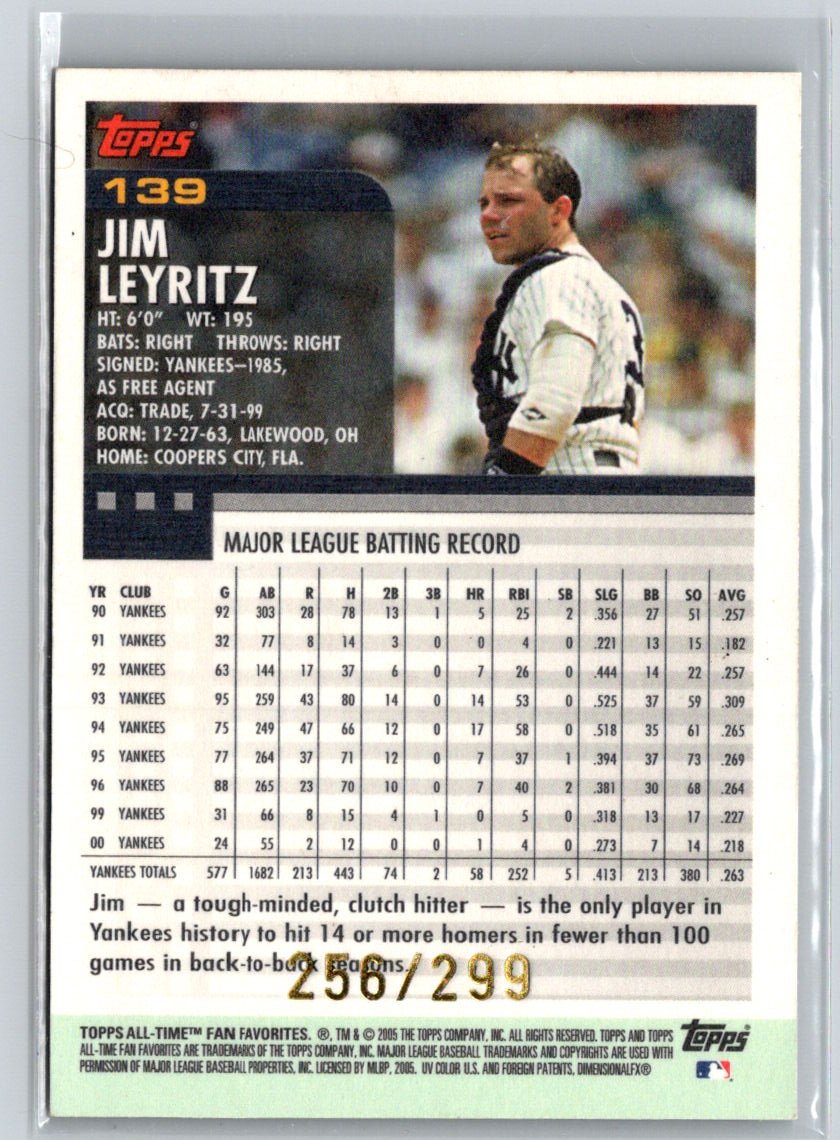 2005 Topps All-Time Fan Favorites #139 Jim Leyritz Refractors #/299 V31
