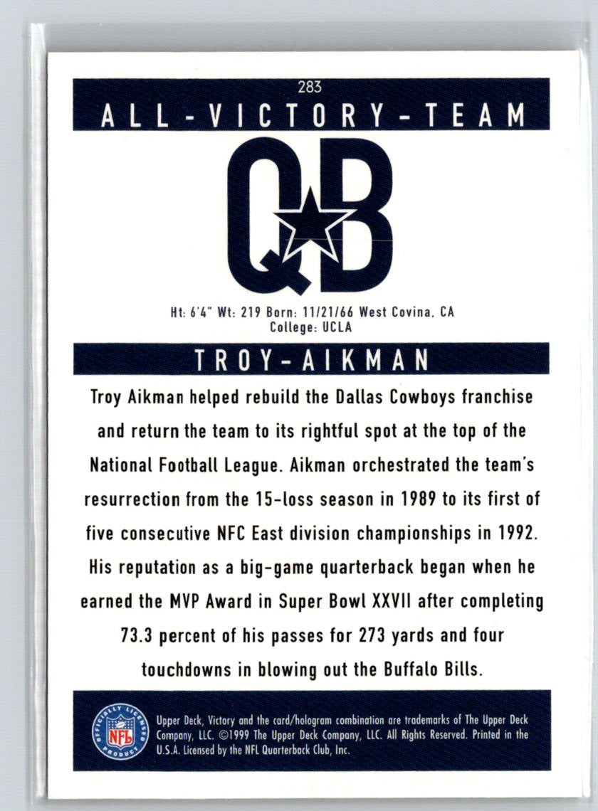 1999 Upper Deck Victory #283 Troy Aikman V32