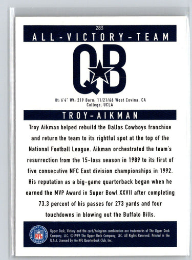 1999 Upper Deck Victory #283 Troy Aikman V32