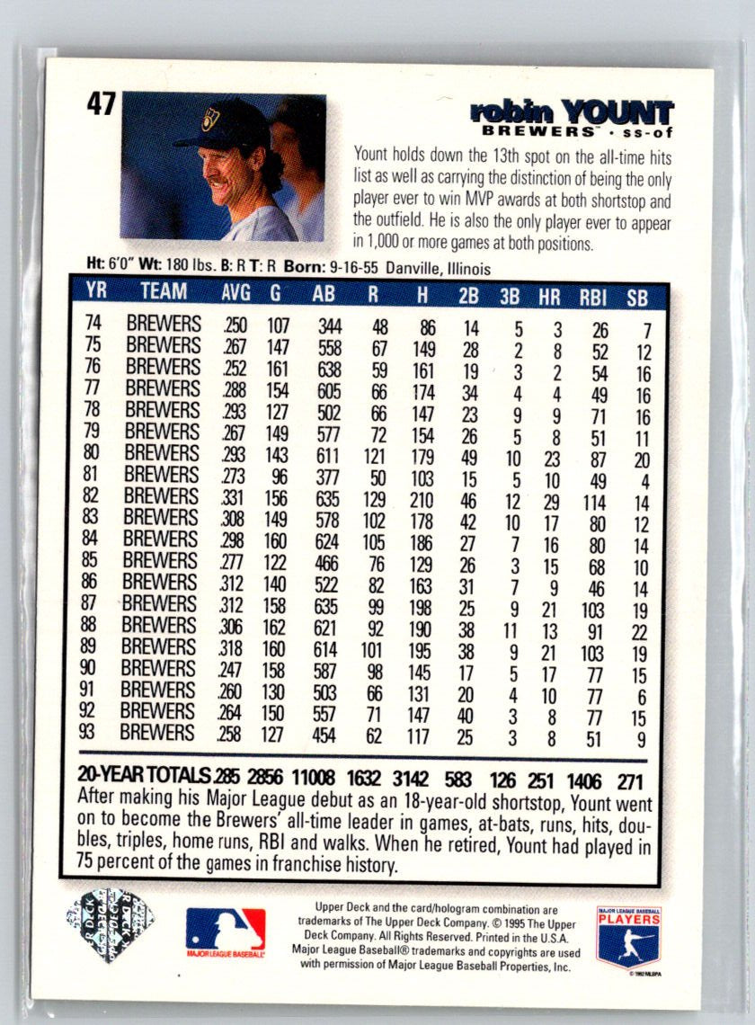 1995 Collector's Choice #47 Robin Yount V32