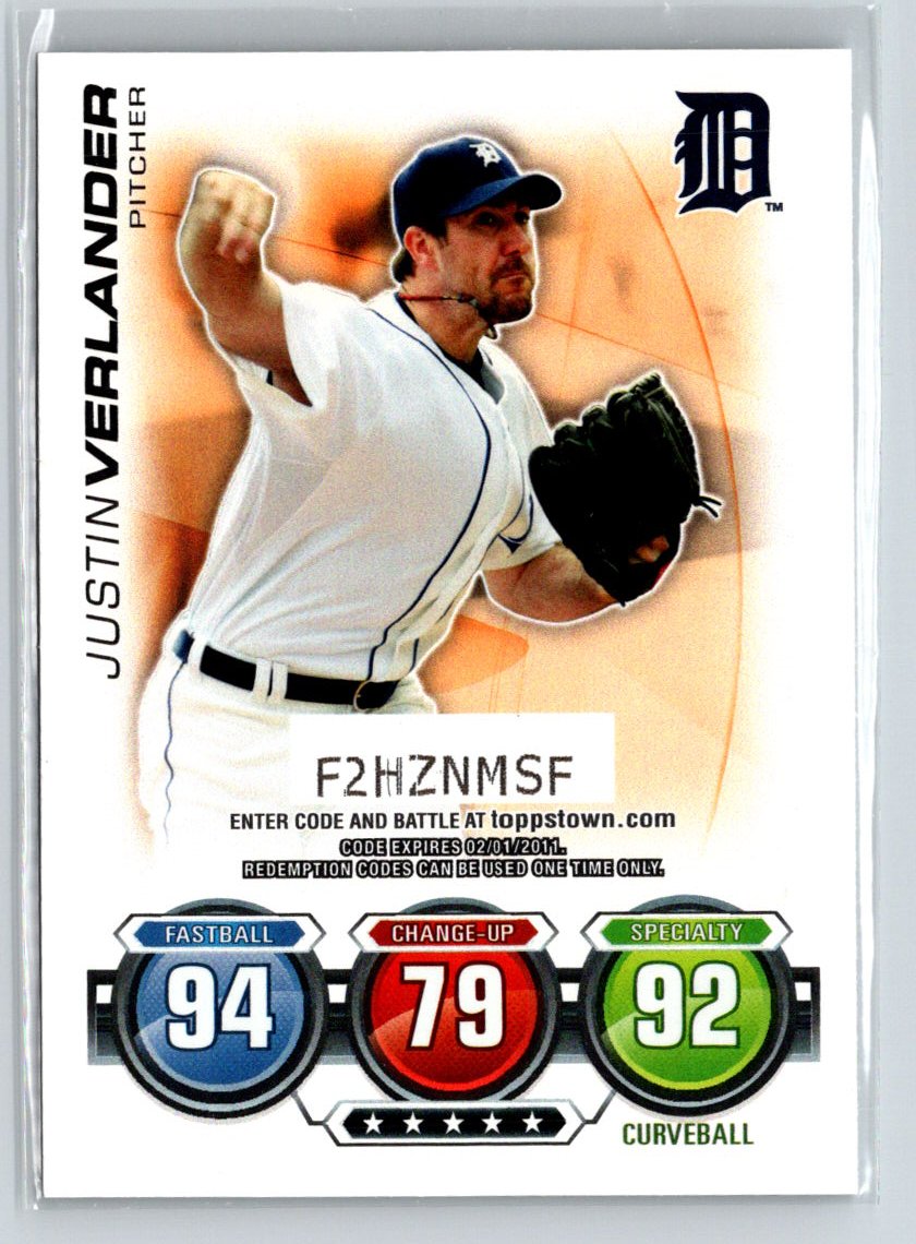 2010 Topps #NNO Justin Verlander Attax Code Cards V33