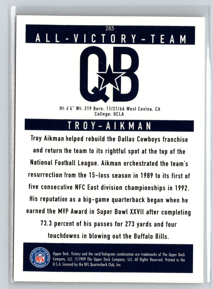 1999 Upper Deck Victory #283 Troy Aikman V34