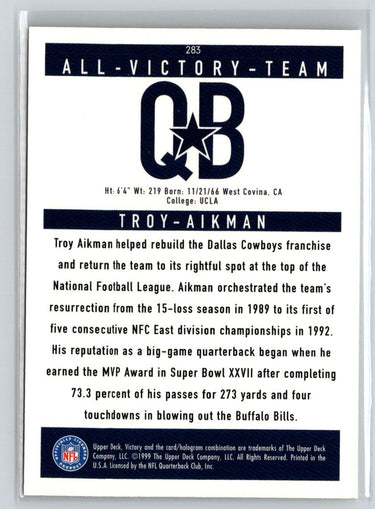 1999 Upper Deck Victory #283 Troy Aikman V34