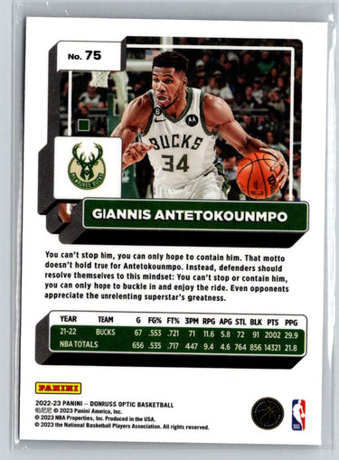 2022-23 Donruss Optic #75 Giannis Antetokounmpo V34