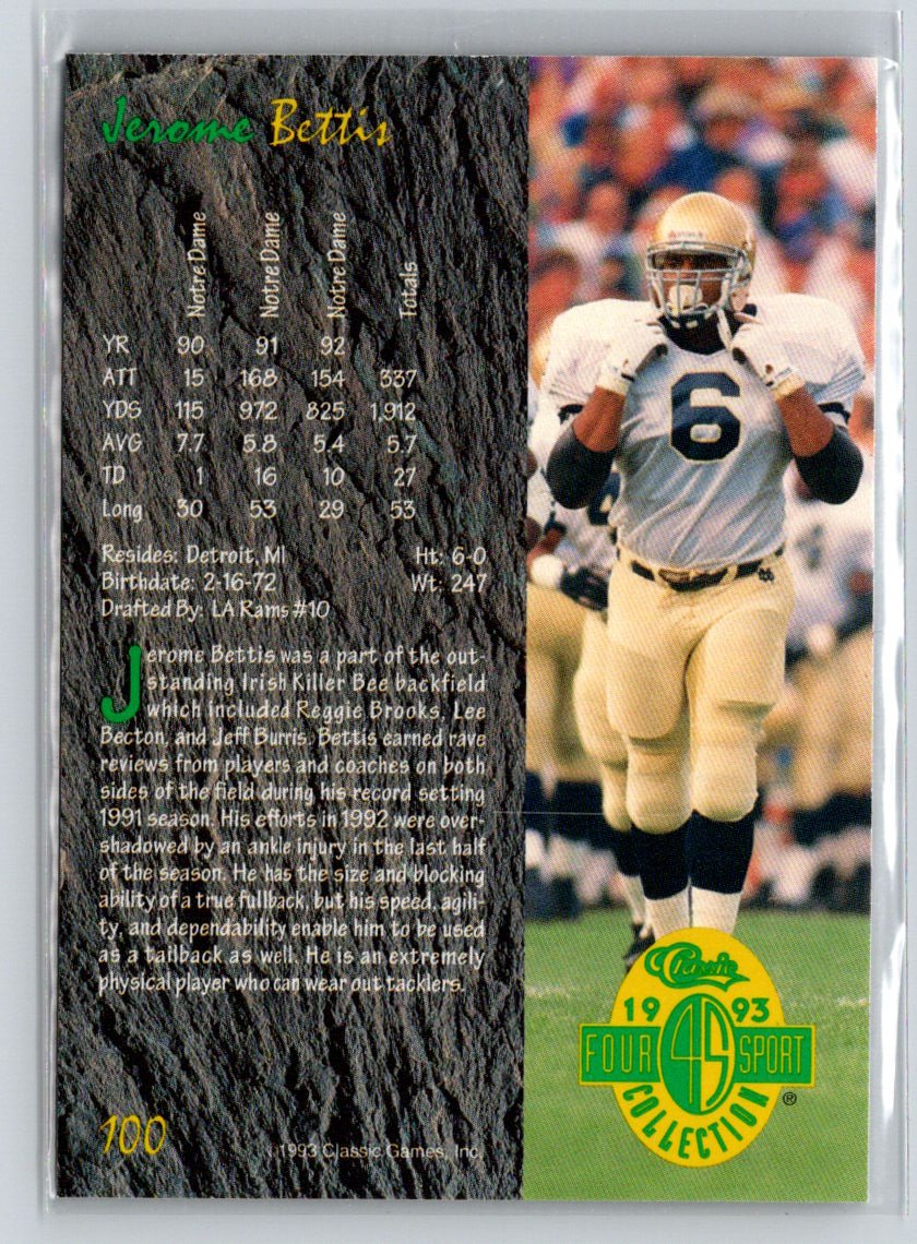 1993 Classic Four Sport #100 Jerome Bettis V35