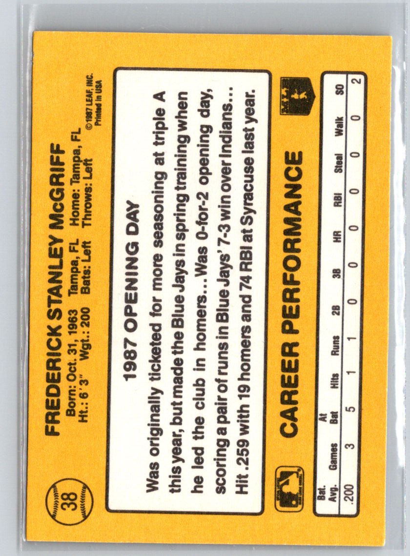 1987 Donruss Opening Day #38 Fred McGriff V35