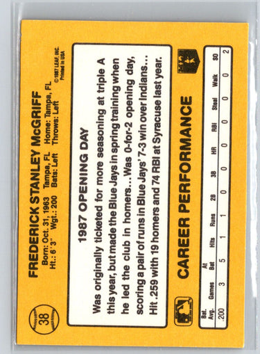 1987 Donruss Opening Day #38 Fred McGriff V35