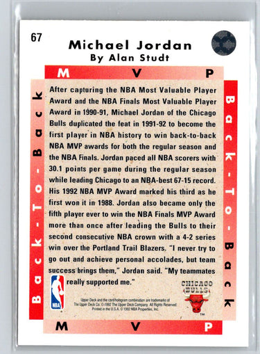 1991-92 Upper Deck Italian #107a Back-to-Back NBA MVP (Michael Jordan) V35