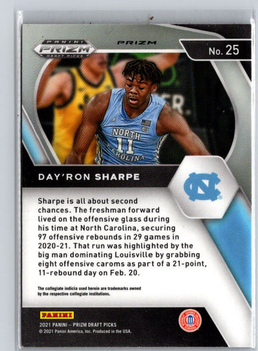 2021 Panini Prizm Draft Picks #25 Day'Ron Sharpe Orange Ice V36