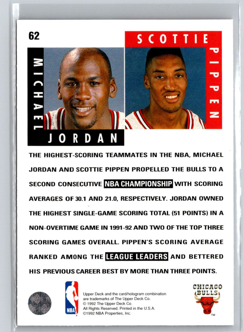 1992-93 Upper Deck #62b Michael Jordan / Scottie Pippen V36