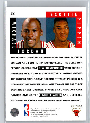 1992-93 Upper Deck #62b Michael Jordan / Scottie Pippen V36