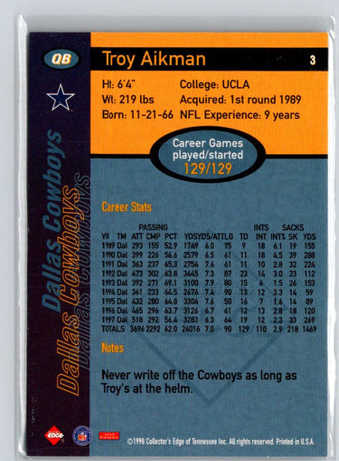 1998 Collector's Edge First Place #3 Troy Aikman V36
