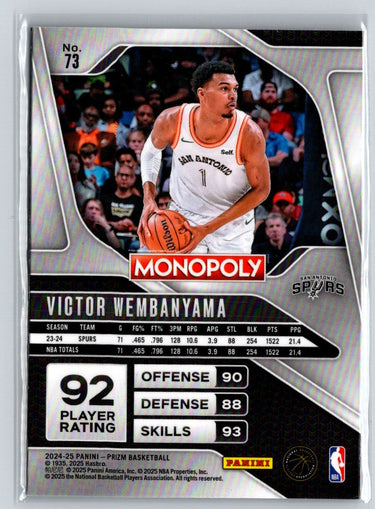 2024-25 Panini Prizm Monopoly #73 Victor Wembanyama V37