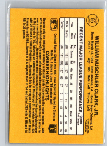 1987 Donruss #66 Will Clark V37