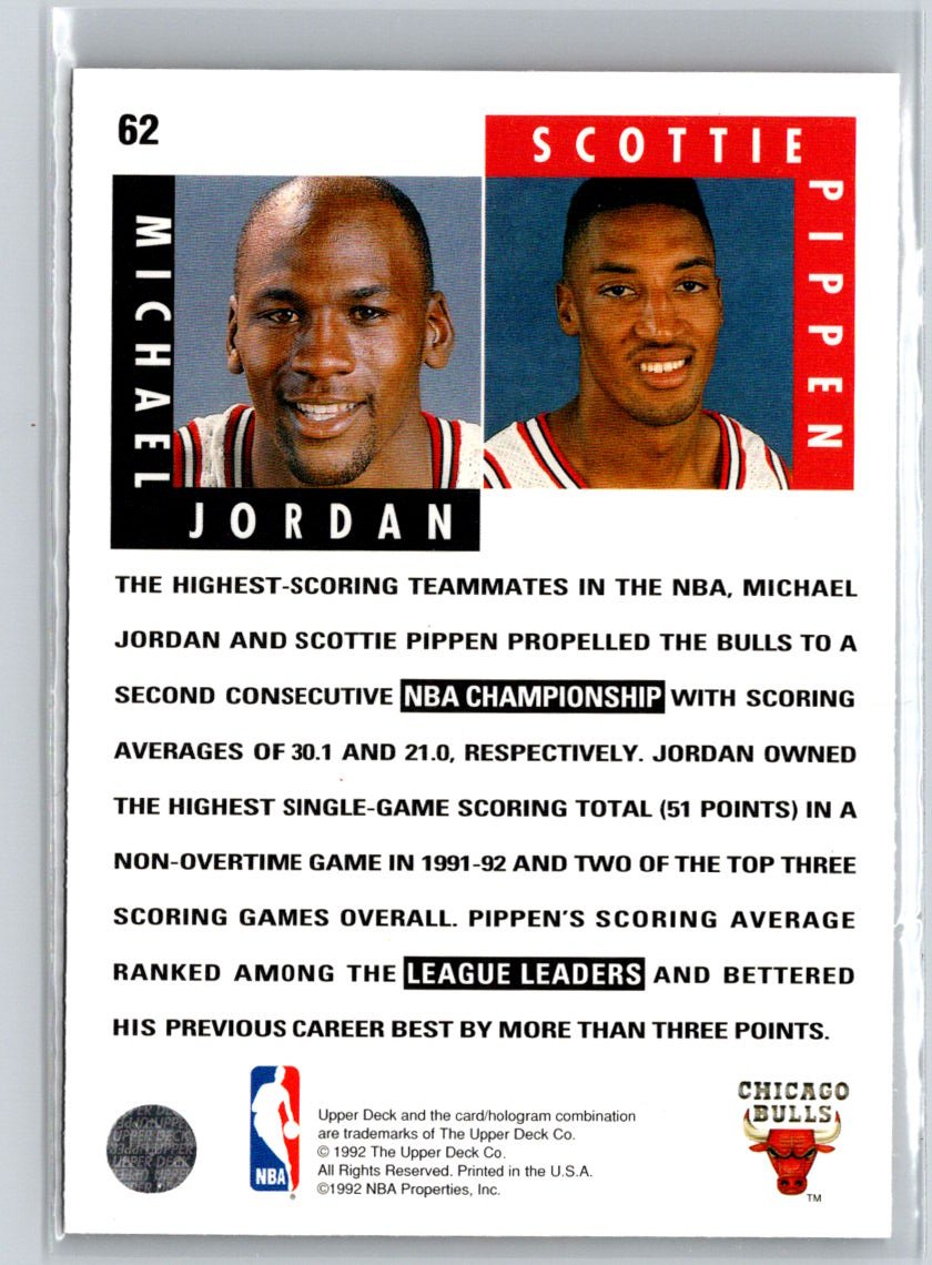 1992-93 Upper Deck #62b Michael Jordan / Scottie Pippen V37