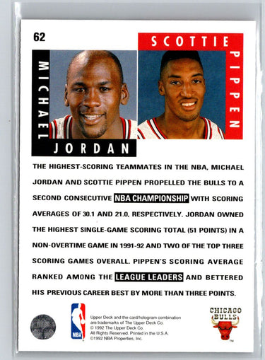 1992-93 Upper Deck #62b Michael Jordan / Scottie Pippen V37
