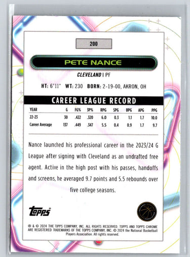 2023-24 Topps Chrome Cosmic #200 Pete Nance V37