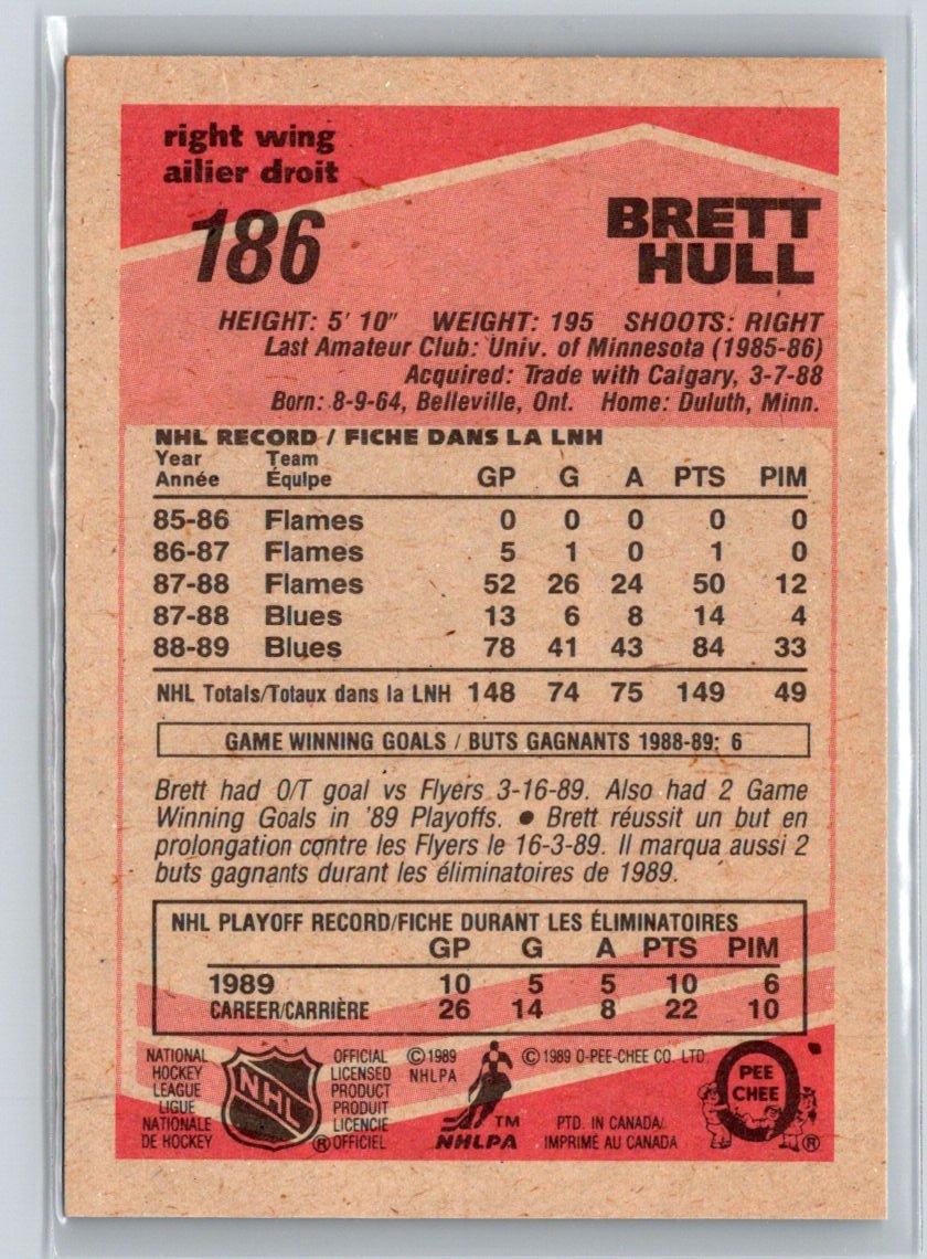 1989-90 O-Pee-Chee #186 Brett Hull V38