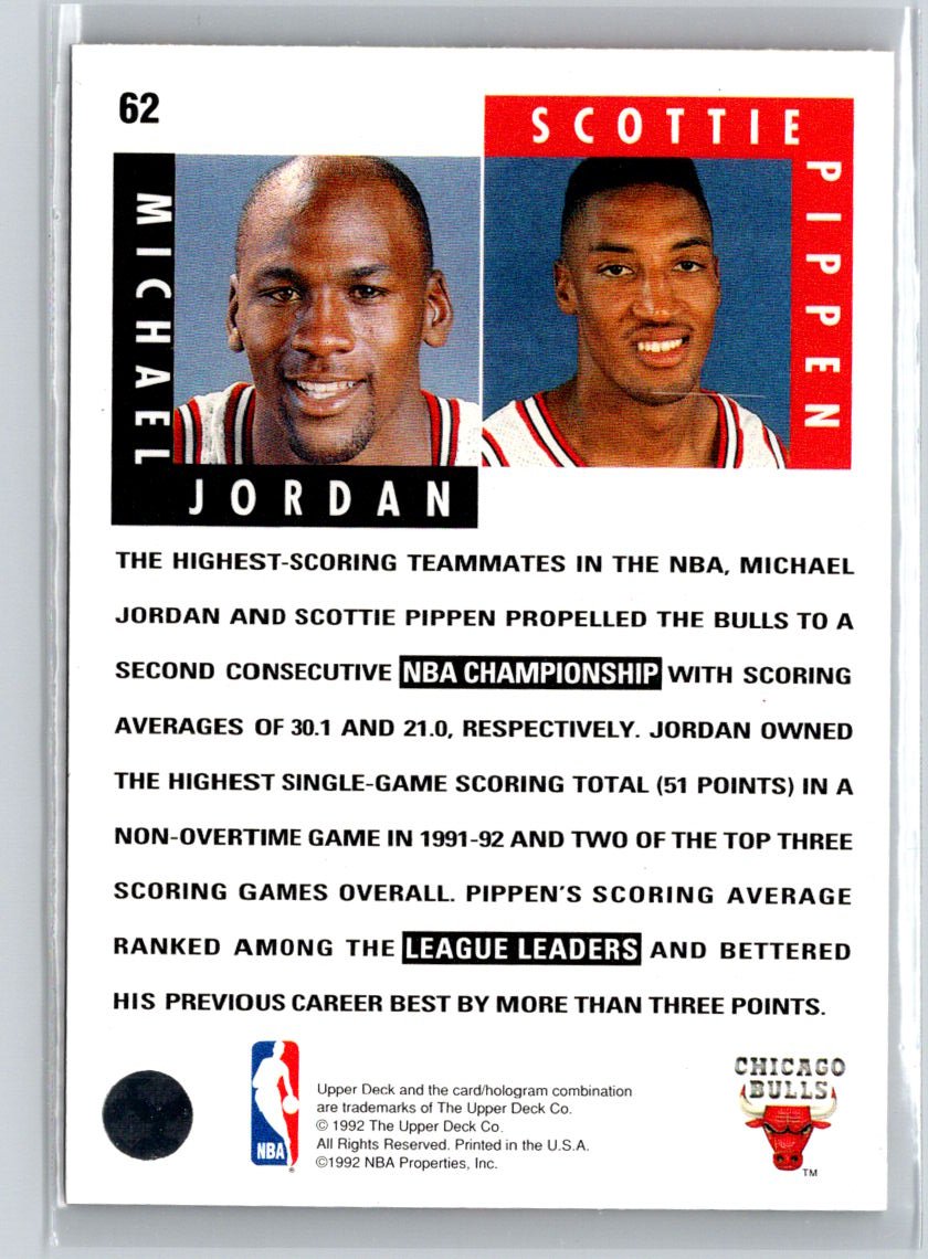 1992-93 Upper Deck #62b Michael Jordan / Scottie Pippen V38