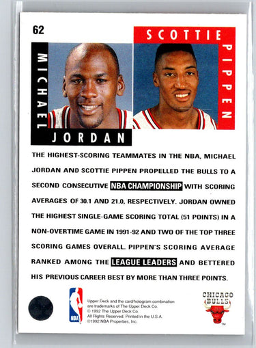 1992-93 Upper Deck #62b Michael Jordan / Scottie Pippen V38