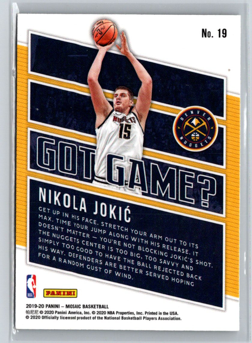 2019-20 Panini Mosaic #19 Nikola Jokic Got Game? V38