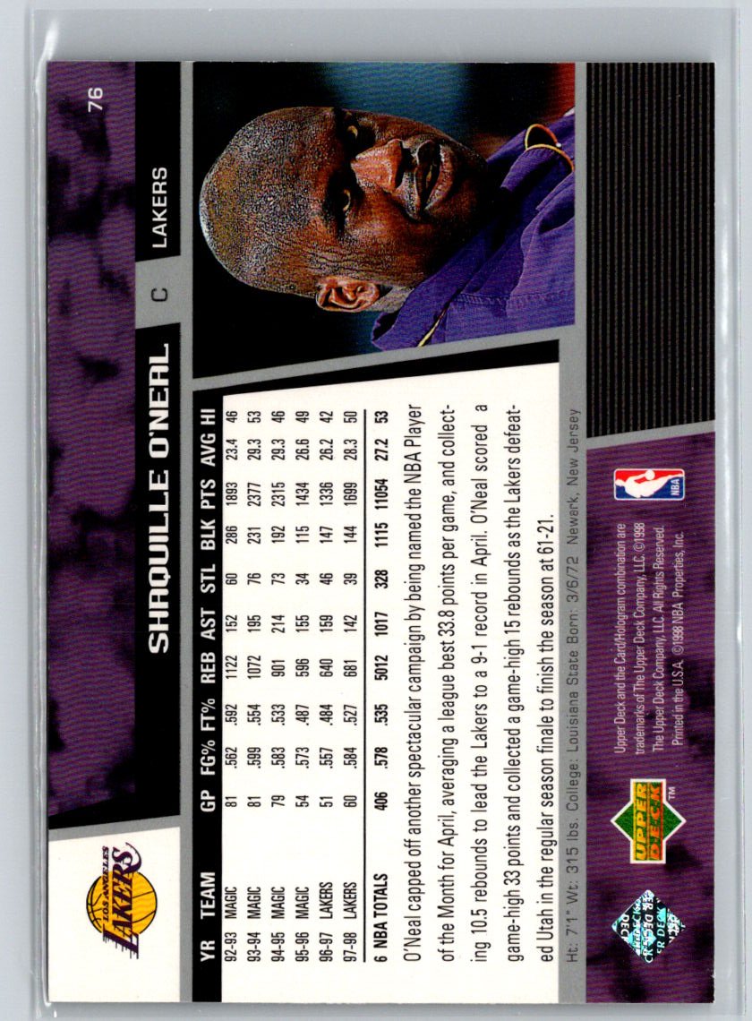 1998-99 Upper Deck Encore #40 Shaquille O'Neal V39