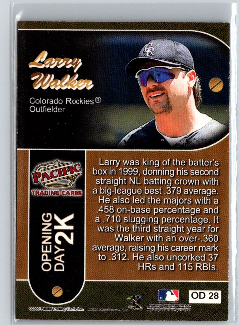 2000 Topps / Fleer / Upper Deck / Pacific Opening Day 2K #OD 28 Larry Walker V39