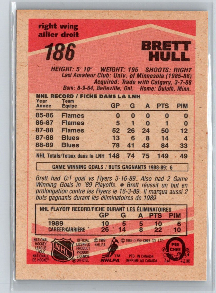 1989-90 O-Pee-Chee #186 Brett Hull V39