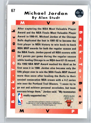 1992-93 Upper Deck #67b Michael Jordan V39