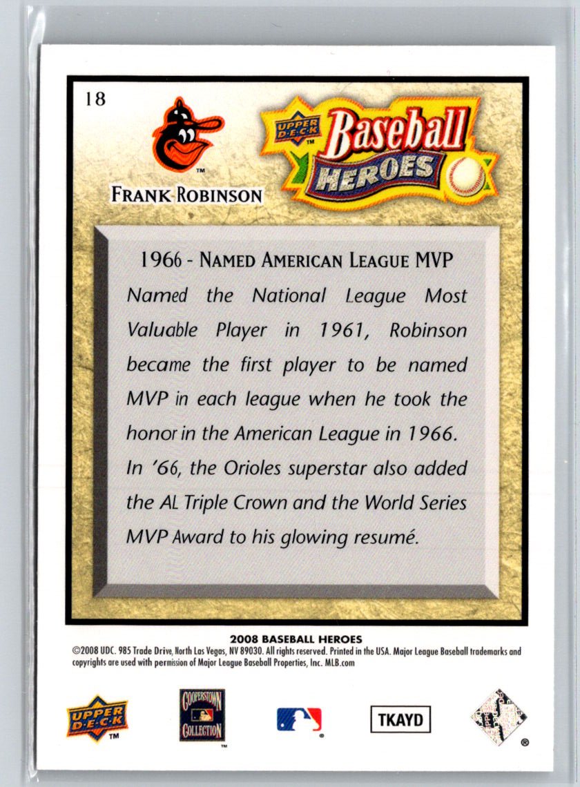 2008 Upper Deck Baseball Heroes #18 Frank Robinson V39
