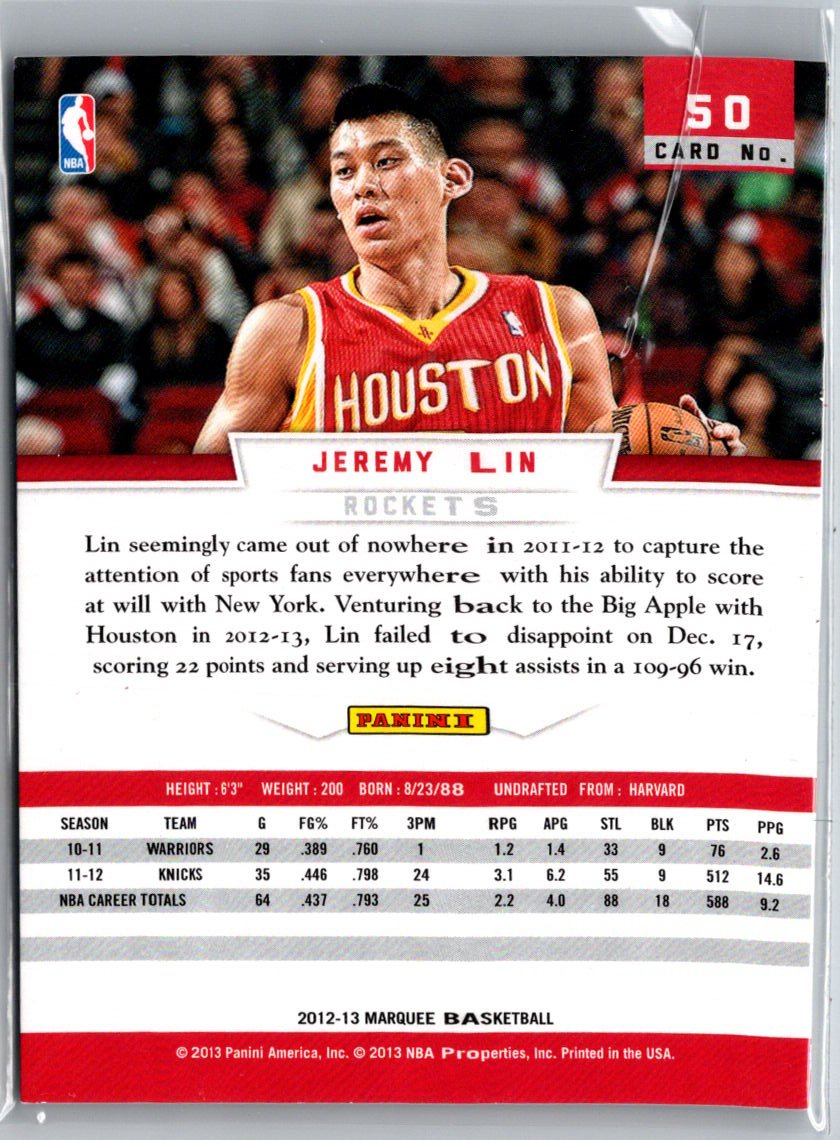 2012-13 Panini Marquee #50 Jeremy Lin V39