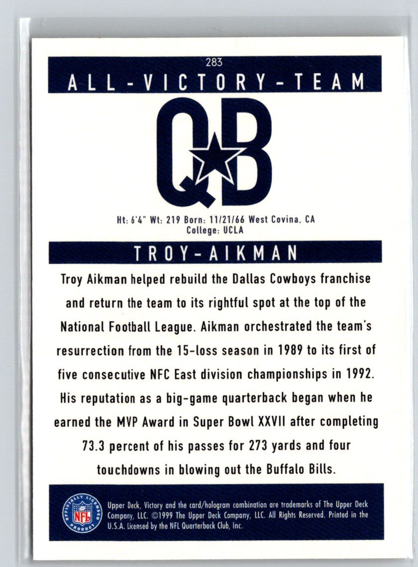 1999 Upper Deck Victory #283 Troy Aikman V40