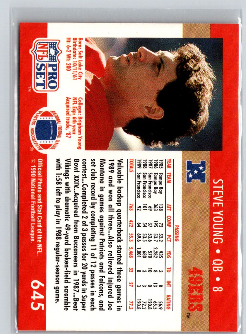 1990 Pro Set #645 Steve Young V40