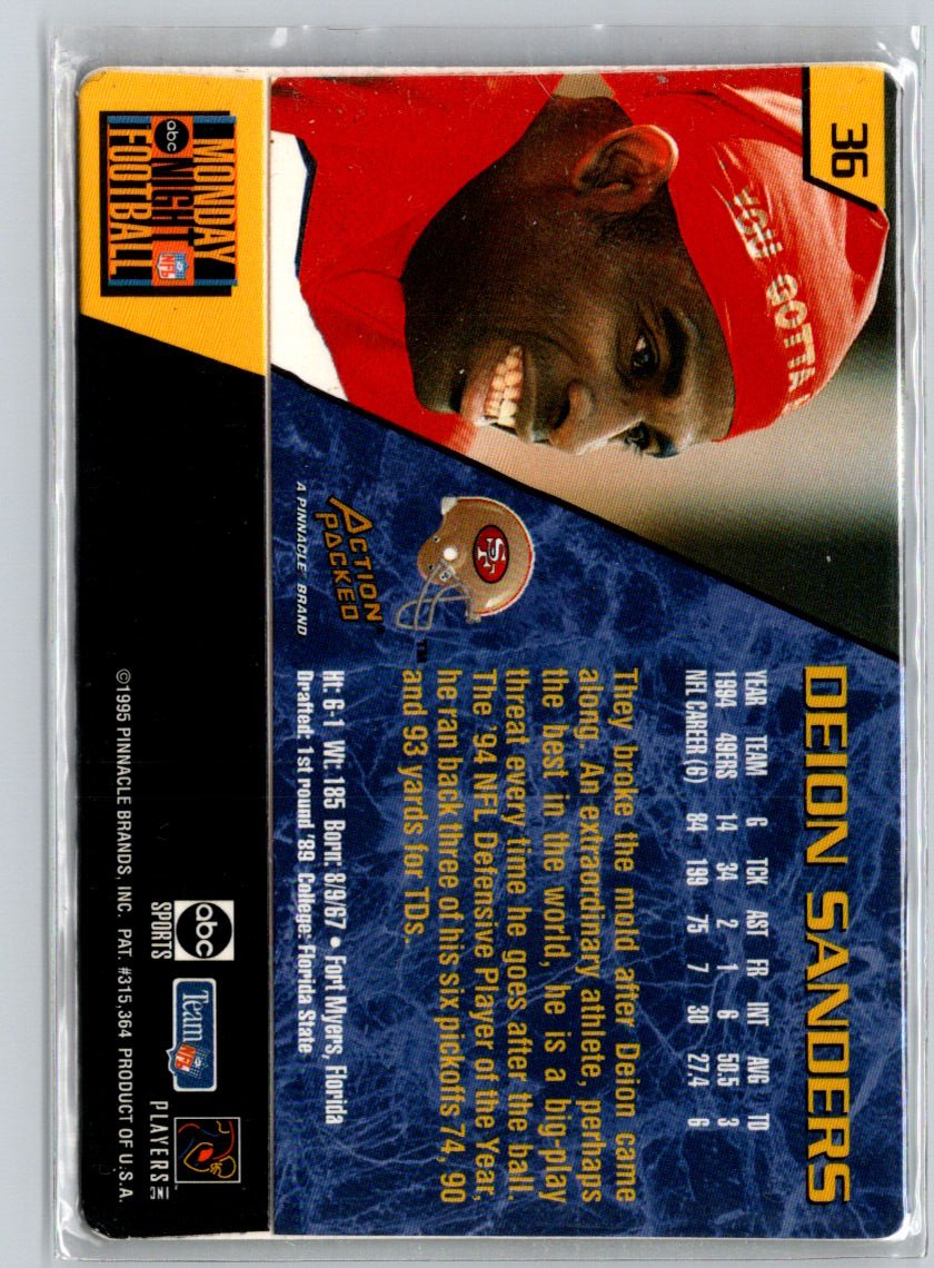 1995 Action Packed Monday Night Football #36 Deion Sanders V40