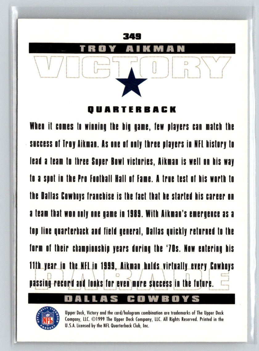1999 Upper Deck Victory #349 Troy Aikman V41