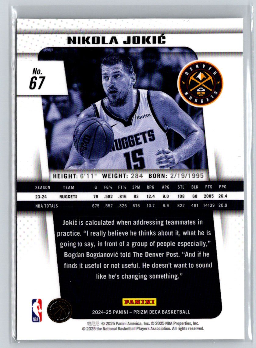 2024-25 Panini Prizm Deca #67 Nikola Jokic V41
