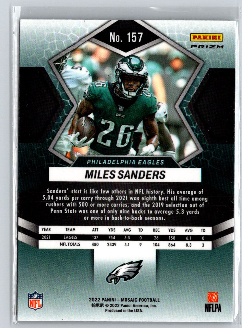 2022 Panini Mosaic #157 Miles Sanders Mosaic Green V41