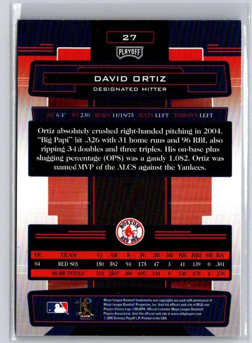 2005 Playoff Absolute Memorabilia #27 David Ortiz V41