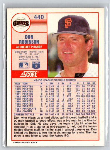 1989 Score #440 Don Robinson V42
