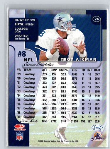 2000 Leaf Rookies & Stars #24 Troy Aikman V42